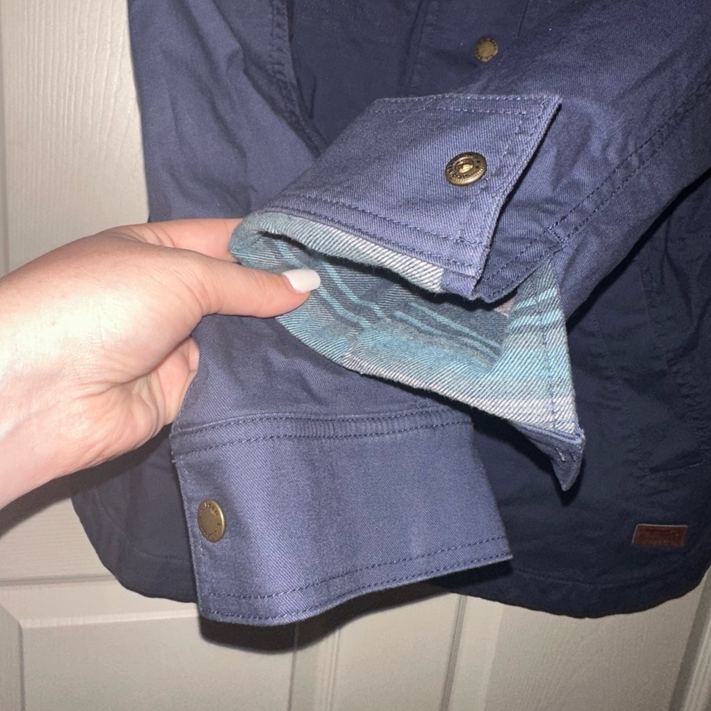 L.L. Bean Dark Blue Utility Jacket with White Sherpa Collar XS pet. outdoor fall - Picture 7 of 13